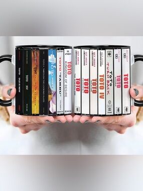 Toto Albums Cassette Collection Retro Accent Edge-to-Edge Printed Mug 11oz